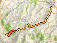 Puianello z Castelvetro di Modena przez Via Bedine