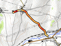 Route de Belzy vanuit Rouvroy-sur-Audry via L'Échelle